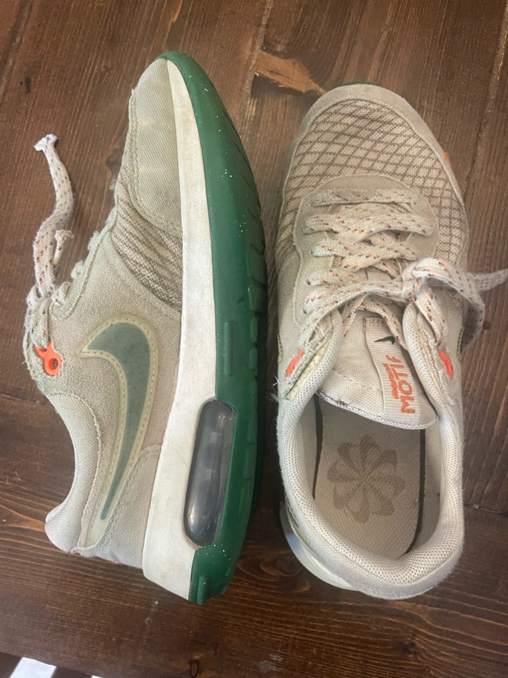 Nike Beige and Green Low-Top Sneakers